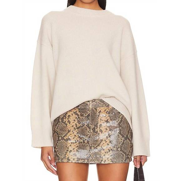 NEW WHITE + WARREN cashmere blend cozy crewneck top in ivory - Picture 1 of 1